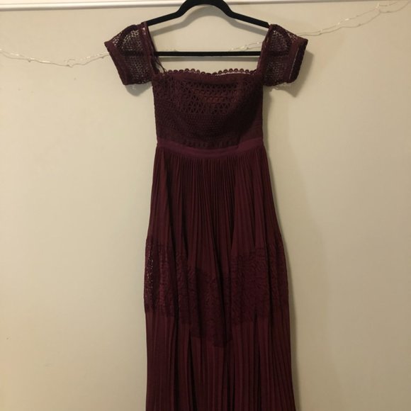 ASOS midi length lace dress in burgundy - Picture 1 of 3
